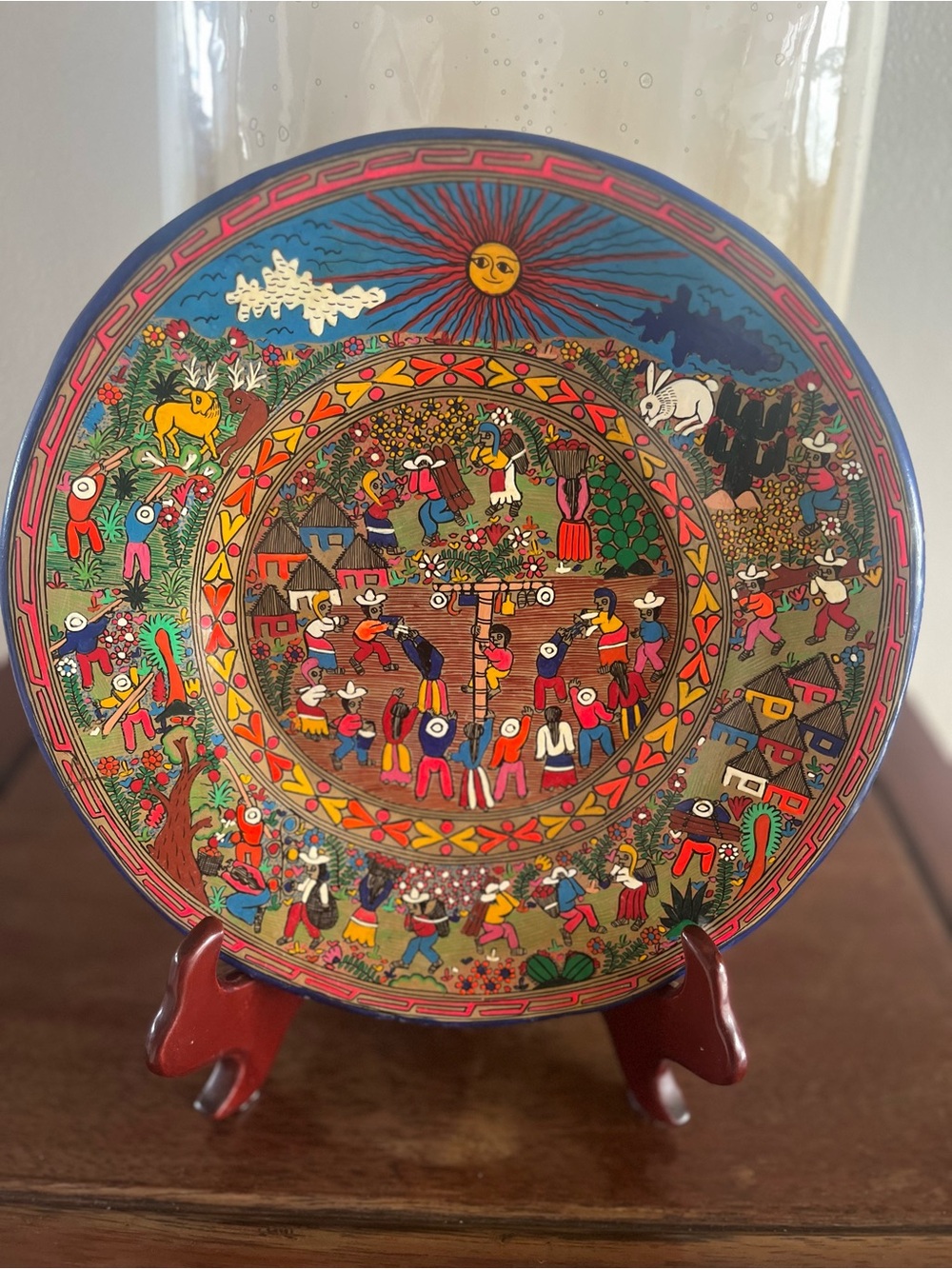 Mexico festive images old decorative plate